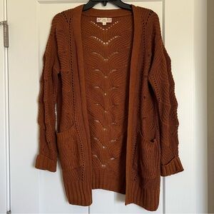 Pink Republic Knit Burnt Orange Lightweight Cardigan | Size Medium